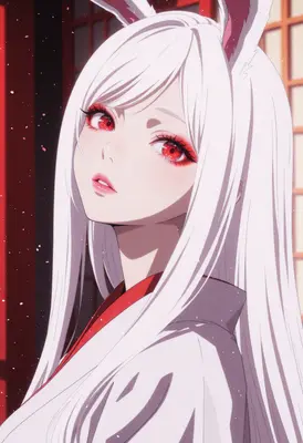 Ethereal White Haired Rabbit Maiden