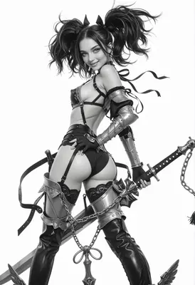 Armored Warrior with Twin Ponytails
