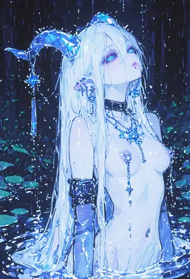 Ethereal Water Spirit in the Rain