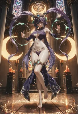 Celestial Moon Goddess in Gothic Temple