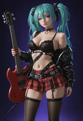Punk Rock Diva With Electric Guitar