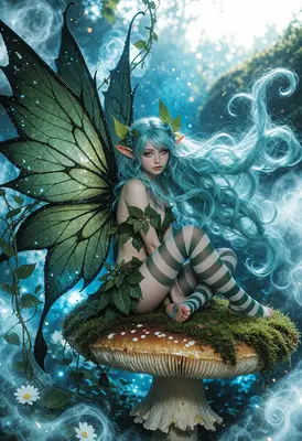 Ethereal Forest Sprite on Mushroom