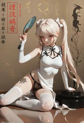 Elegant Anime Girl with Folding Fan