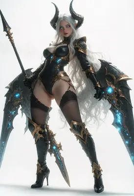 Ethereal Demon Warrior in Black Armor