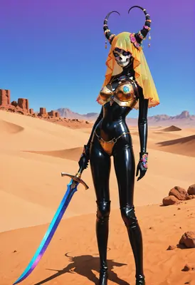 Skull Masked Warrior in Desert