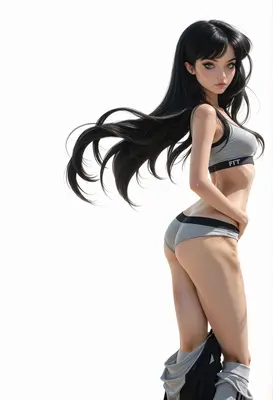 Athletic Beauty with Long Flowing Hair