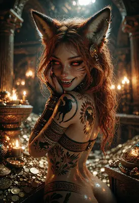 Cunning Fox Spirit in Golden Treasure