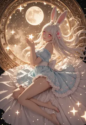 Lunar Bunny Girl Holding a Star