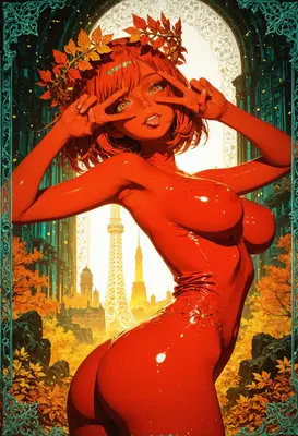 Radiant Crimson Autumn Muse