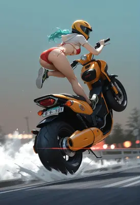 High Speed Biker Girl Stunt