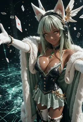 Fox Girl Gambler in Fur Cloak