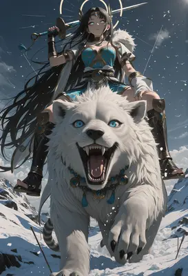Warrior Goddess Riding a Frost Beast