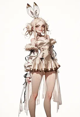 Playful Blonde Bunny Girl in Cream