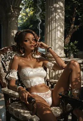Elegant Lounge Smoking Portrait