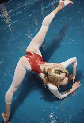 Gymnast Performing Flexible Pose on Floor