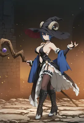Ram Horned Sorceress with Magic Staff