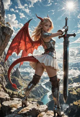 Dragon Knight Standing Above the Clouds