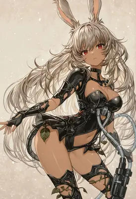 Cybernetic Bunny Girl with Long Hair