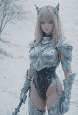 Blonde Valkyrie in Snowy Armor