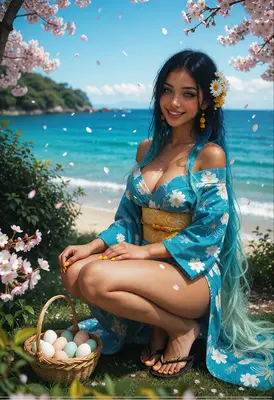 Springtime Maiden with Easter Basket