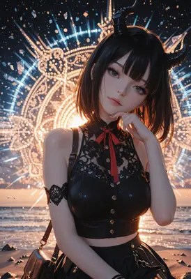 Demon Girl Under Glowing Celestial Ring