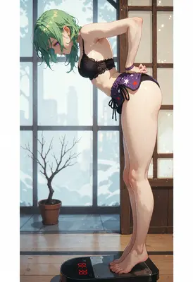Green Haired Girl Weighing In