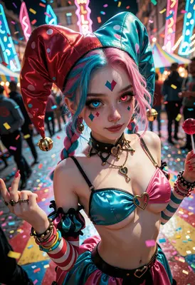 Playful Jester at Neon Carnival