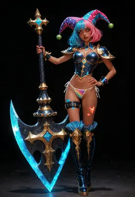 Jester Warrior with Enchanted Battle Axe