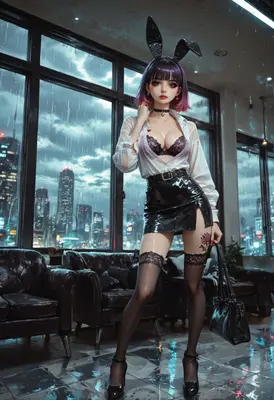 Rainy Night Bunny Girl Aesthetic