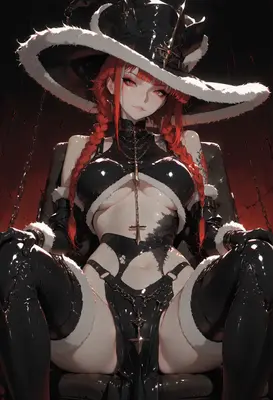 Gothic Redheaded Witch on Throne