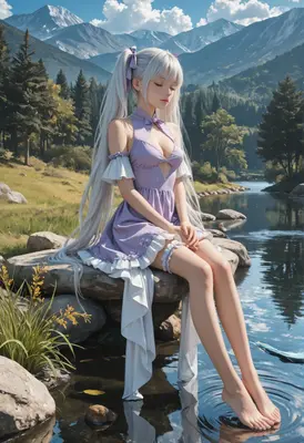 Serene Silver Maiden by the River