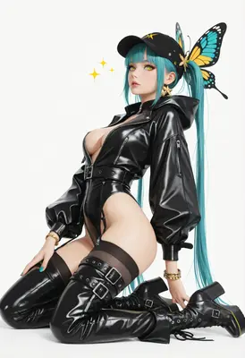 Butterfly Queen in Black Latex