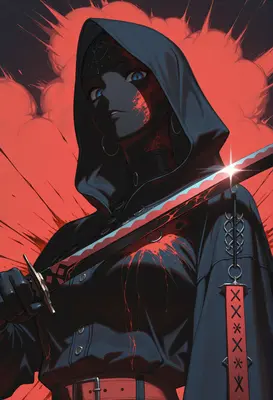 Hooded Assassin With Crimson Blade