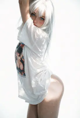 Ethereal Beauty in Oversized Tee