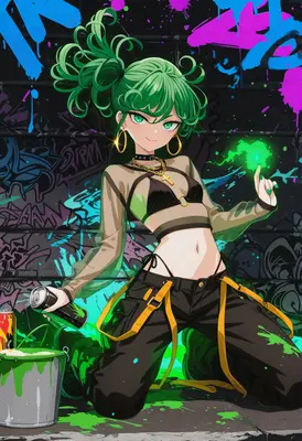 Neon Graffiti Artist With Green Magic