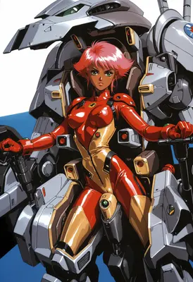 Pilot in Red Mecha Armor