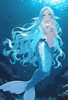 Radiant Blue Mermaid in Deep Waters