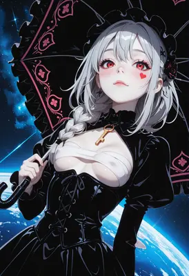 Gothic Maiden Beneath the Starry Sky