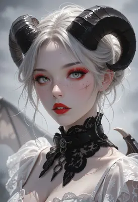 Ethereal Succubus with White Hair