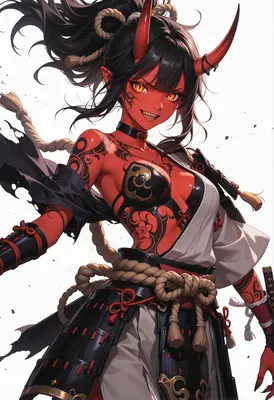 Fierce Oni Warrior in Battle Armor