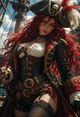 Fierce Redheaded Pirate Captain