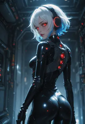 Cybernetic Android in the Dark Corridor