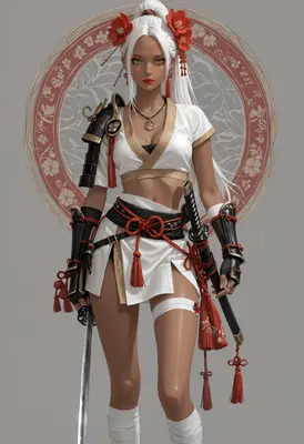 White Haired Samurai Warrior Maiden