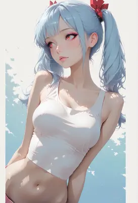 Dreamy Girl with Blue Twin Tails