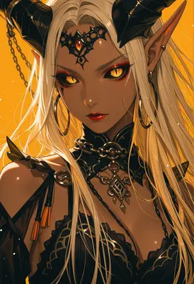 Golden Eyed Dark Elf Demoness