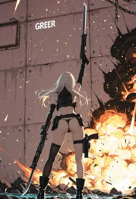 Tactical Warrior Facing Massive Explosion