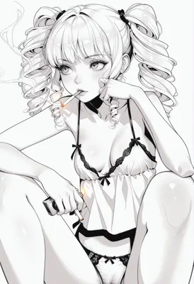 Anime Girl With Twin Tails Smoking