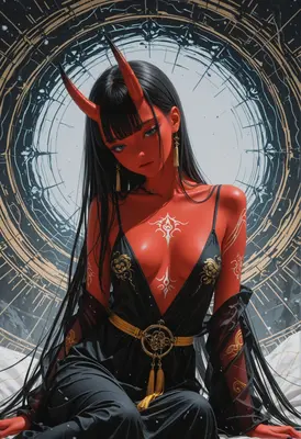 Crimson Demon Queen in Elegant Attire