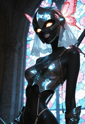 Butterfly Knight in Stained Glass Light
