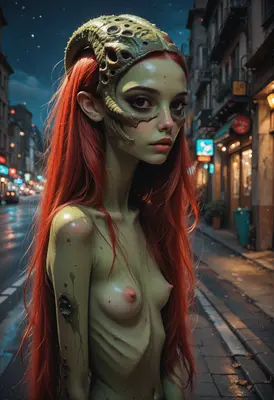 Ethereal Alien Wanderer in City Streets